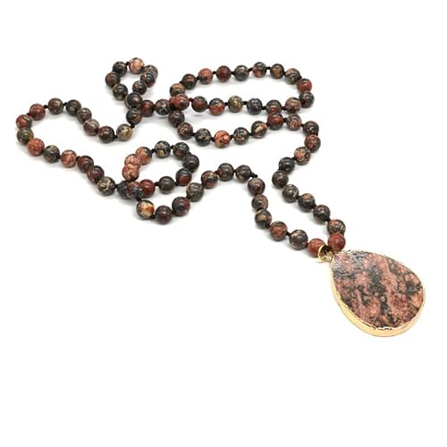 YOPI Damen-Halskette mit Perlenanhänger und Wassertropfen – eleganter Schmuck for jeden Anlass(Redtexturedstone) von YOPI