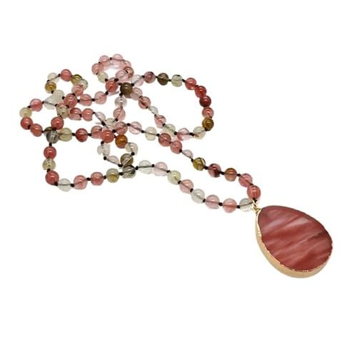 YOPI Damen-Halskette mit Perlenanhänger und Wassertropfen – eleganter Schmuck for jeden Anlass(Watermelonrindbeads) von YOPI