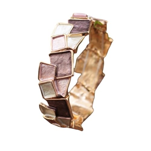 YOPI Elastisches Armband aus Emaille-Legierung mit geometrischem Quadrat for Damen – unregelmäßiges quadratisches Design(Brown) von YOPI