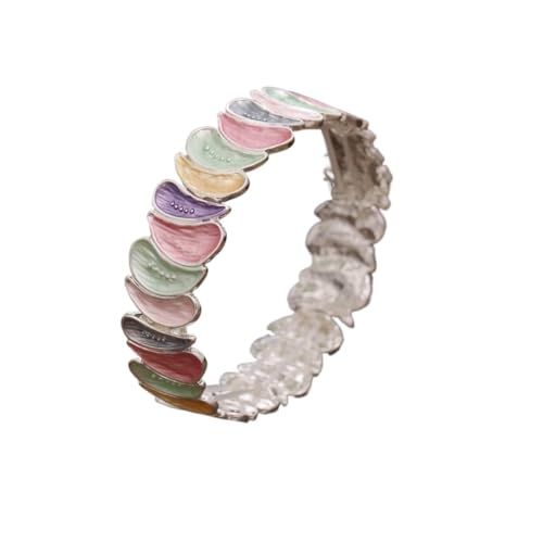 YOPI Elastisches Armband aus bunter Blütenblattlegierung for Damen – künstlerisches Ölgemälde-Design(Colorful) von YOPI