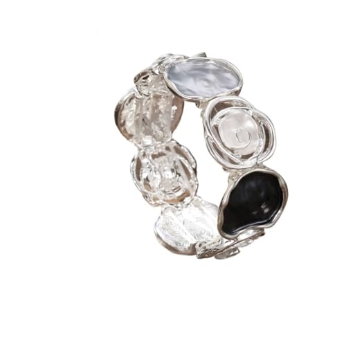 YOPI Elastisches Armband mit farbig bemalter Ölrose – geometrisches Hohldesign for Damen(black) von YOPI