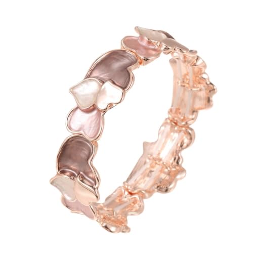 YOPI Elastisches Armband mit geometrischem Liebesölgemälde for Damen – herzförmiges Design(Brown) von YOPI