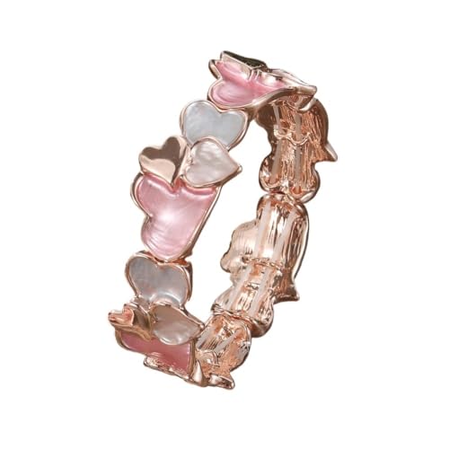 YOPI Elastisches Armband mit geometrischem Liebesölgemälde for Damen – herzförmiges Design(pink) von YOPI