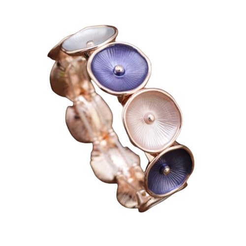 YOPI Elastisches Armband mit runder Blume und Ölgemälde for Damen – Stretchschmuck aus Legierung(Blue) von YOPI
