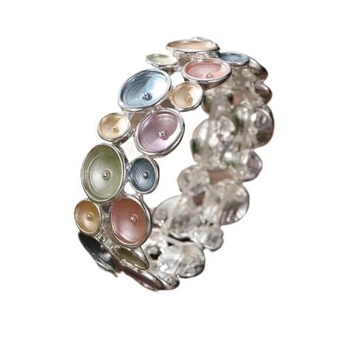 YOPI Elastisches Armband mit runder Emaille-Blume for Damen – Stilvoller Schmuck aus Zinklegierung mit Blütenblatt-Design(Springflower) von YOPI