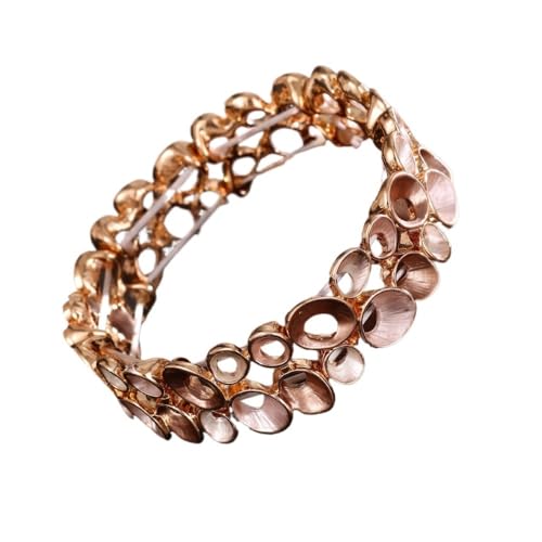 YOPI Elastisches Armband mit zweireihigem Hohlring for Damen – stilvolles Ölgemälde-Design(CoffeeDouble) von YOPI