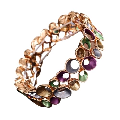 YOPI Elastisches Armband mit zweireihigem Hohlring for Damen – stilvolles Ölgemälde-Design(Lila) von YOPI