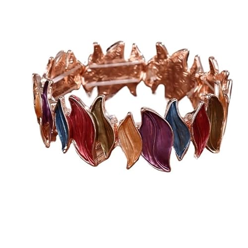 YOPI Elastisches Blattarmband for Damen – Geometrisches Ölgemälde-Design(WinterColorLeafBracelet) von YOPI
