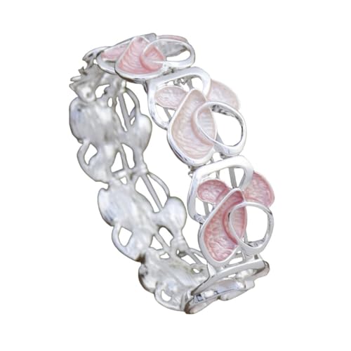 YOPI Elastisches Emaille-Armband mit hohler geometrischer Blume for Damen – unregelmäßiges Blütenblatt-Design(pink) von YOPI