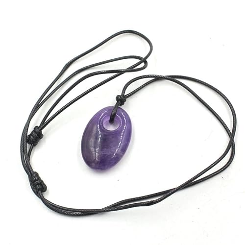 YOPI Elegante Halskette mit ovalem Kristallanhänger for Damen – schillerndes Schmuckgeschenk(Amethyst) von YOPI