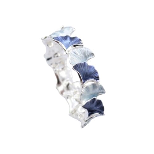 YOPI Elegantes, elastisches Emaille-Armband mit geometrischem Ginkgoblatt for Damen(Blue) von YOPI