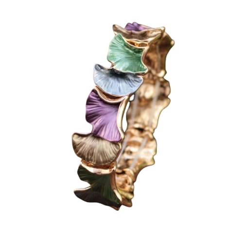 YOPI Elegantes, elastisches Emaille-Armband mit geometrischem Ginkgoblatt for Damen(Lila) von YOPI
