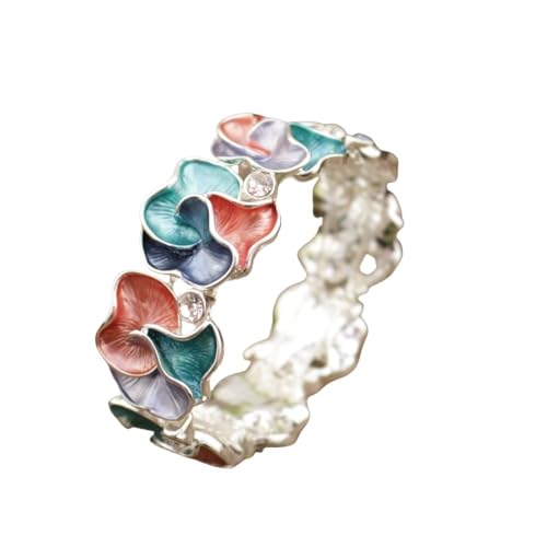 YOPI Emailliertes geometrisches Blütenblatt-Stretcharmband - Diamant-eingelegtes Damen-Blumenarmband(Orange) von YOPI