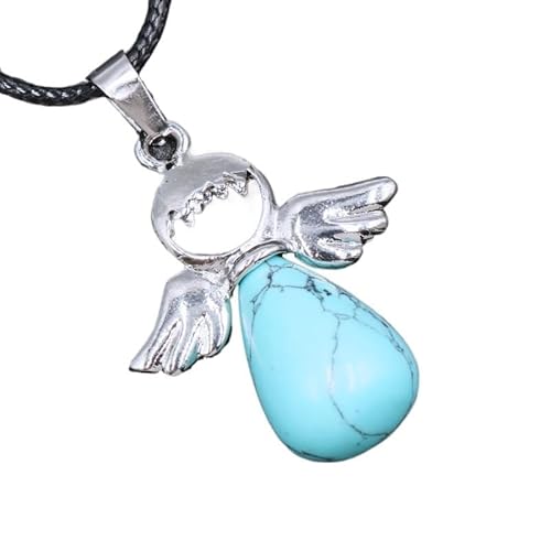 YOPI Engelsanhänger aus natürlichem Kristalljade - Amethystpulver & Dongling-Jade-Grüngoldschmuck(Turquoise(Synthetic)) von YOPI