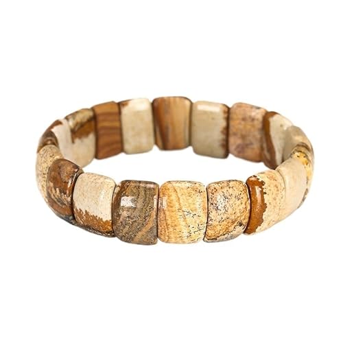 YOPI Gelbes Tigerauge-Steinarmband for Männer und Frauen | Paarschmuck mit einzelnen Kreisen und Reihen(Picturestone) von YOPI