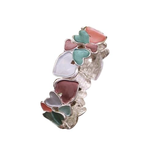 YOPI Geometrisches, hohles, elastisches Love-Armband for Damen – herzförmiges Ölgemälde-Design(Army Green) von YOPI