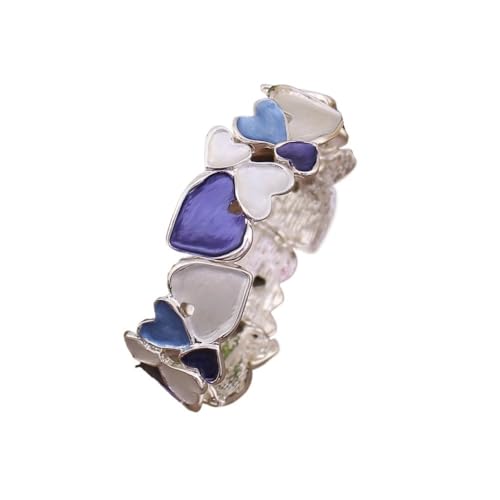 YOPI Geometrisches, hohles, elastisches Love-Armband for Damen – herzförmiges Ölgemälde-Design(Blue) von YOPI