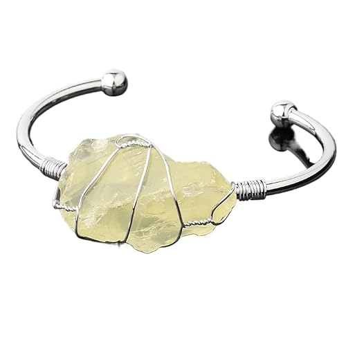 YOPI Großes Wickelarmband mit unregelmäßigem Kristall – einzigartiges Schmuck-Öffnungsarmband aus Kristall for Damen(WhiteKlemonyellow) von YOPI