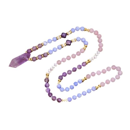 YOPI Halskette mit Amethyst-Kristallsäule aus Natursteinperlen – Anhängerschmuck im Bohème-Stil for Frauen YOPI Halskette mit Amethyst-Kristallsäule aus Natursteinperlen – Anhängerschmuck im Bohème-Stil for Frauen von YOPI