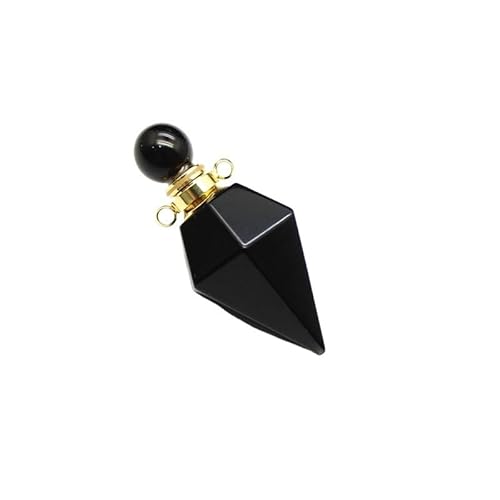 YOPI Halskette mit Anhänger aus Einer Flasche mit ätherischem Öl aus natürlichem Diamantkristall – Rosa Kristall-Parfümflasche-Schmuck for Frauen(Obsidian(Gold)) von YOPI