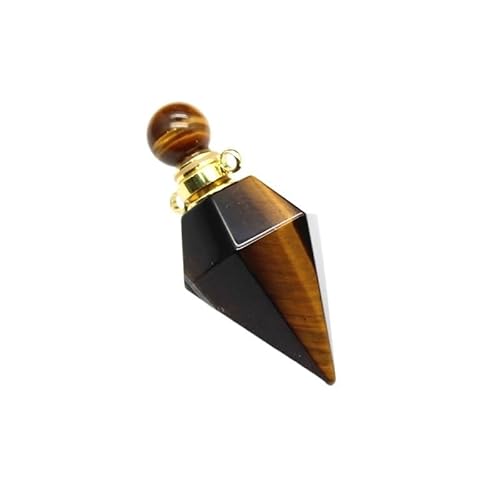 YOPI Halskette mit Anhänger aus Einer Flasche mit ätherischem Öl aus natürlichem Diamantkristall – Rosa Kristall-Parfümflasche-Schmuck for Frauen(TigerEyeStone(Gold)) von YOPI