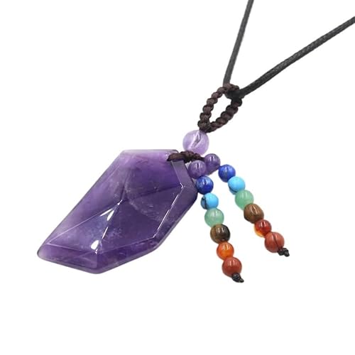 YOPI Halskette mit Anhänger aus Kristall, halbes Herz mit sieben runden Steinperlen – handgefertigter Schmuck aus Seil für Damen, One Size von YOPI