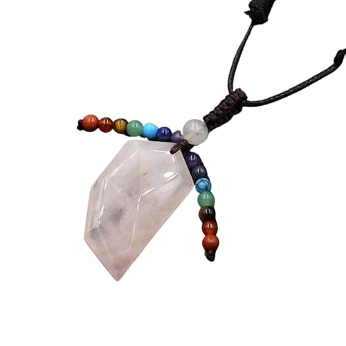 YOPI Halskette mit Anhänger aus Kristall, halbes Herz mit sieben runden Steinperlen – handgefertigter Schmuck aus Seil für Damen, One Size von YOPI