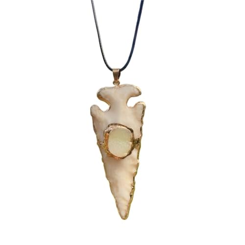 YOPI Halskette mit Anhänger aus Naturstein-Kristall-Achat – Schiffsanker-Pfeil-Design mit Kristallcluster(ParagraphB) von YOPI