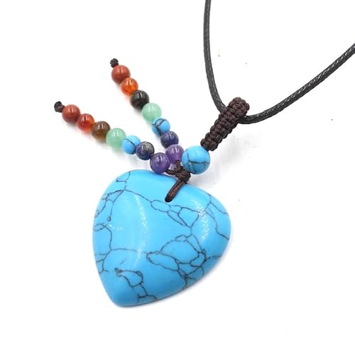 YOPI Halskette mit Kristallanhänger in Herzform mit sieben Steinperlen – handgefertigter Schmuck aus Seil für Damen, One Size von YOPI