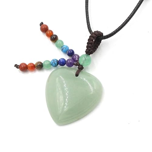 YOPI Halskette mit Kristallanhänger in Herzform mit sieben Steinperlen – handgefertigter Schmuck aus Seil für Damen, One Size von YOPI