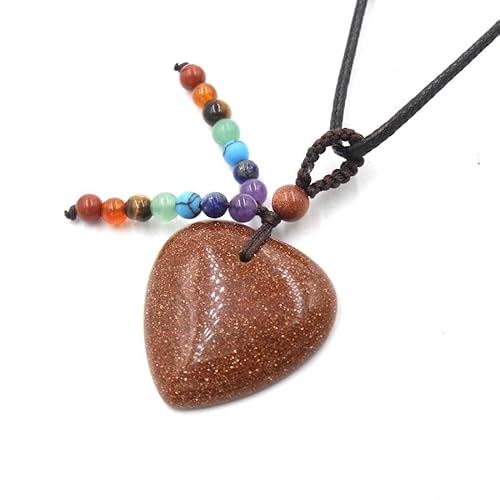 YOPI Halskette mit Kristallanhänger in Herzform mit sieben Steinperlen – handgefertigter Schmuck aus Seil für Damen, One Size von YOPI