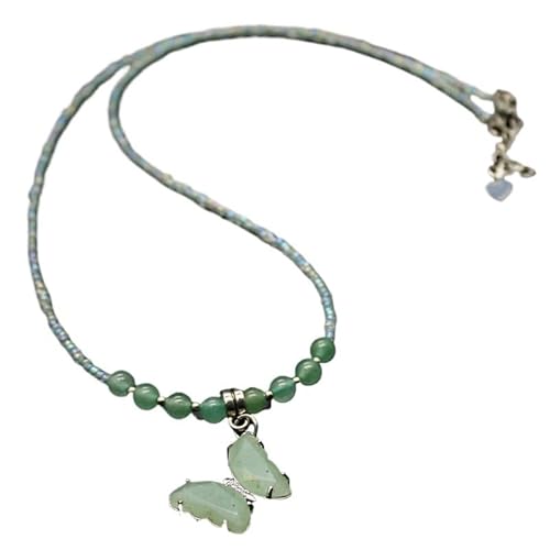 YOPI Halskette mit Schmetterlingsanhänger aus natürlichem Amethyst for Damen – eleganter Kristallschmuck(Aventurine) von YOPI