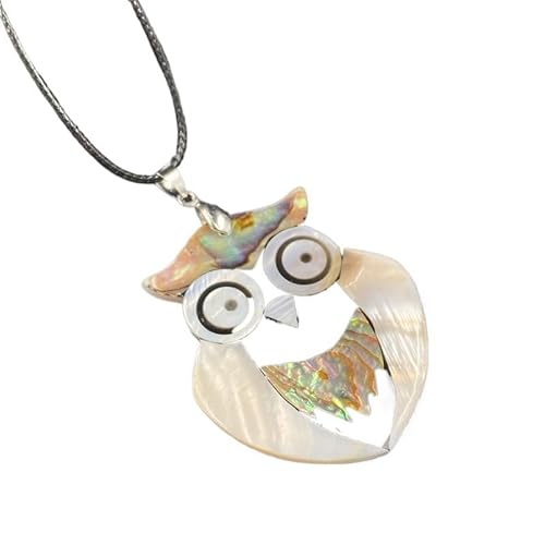 YOPI Halskette mit Tieranhänger aus Abalone-Muschel – einzigartiges Eulen-Design mit weißer Muschelverzierung(Owl 5) von YOPI
