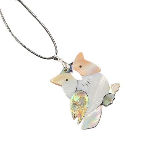 YOPI Halskette mit Tieranhänger aus Abalone-Muschel – einzigartiges Eulen-Design mit weißer Muschelverzierung(Owl 9) von YOPI