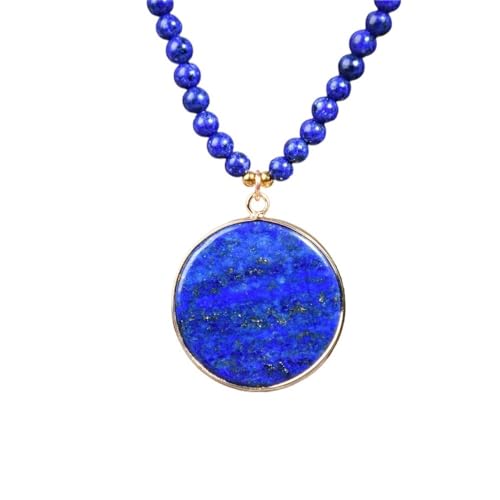 YOPI Halskette mit natürlichen Lapislazuli-Perlen for Damen – eleganter Tropfenanhänger(Round) von YOPI