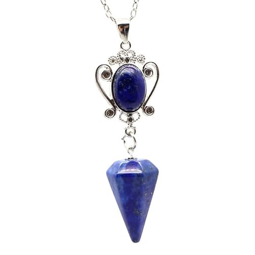 YOPI Halskette mit sechseckigem Kegelanhänger aus natürlichem Tigerauge-Stein – Kristallschmuck for Männer und Frauen(Lapislazuli) von YOPI