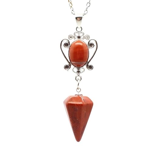 YOPI Halskette mit sechseckigem Kegelanhänger aus natürlichem Tigerauge-Stein – Kristallschmuck for Männer und Frauen(Redstone) von YOPI