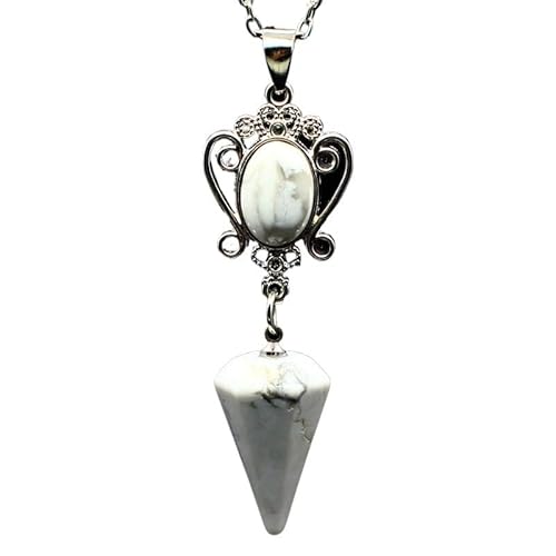 YOPI Halskette mit sechseckigem Kegelanhänger aus natürlichem Tigerauge-Stein – Kristallschmuck for Männer und Frauen(Whiteturquoise) von YOPI