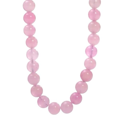 YOPI Handgefertigte Halskette mit 8 mm rosa Kristallperlen for Damen | Bunter Natursteinschmuck(Kunzite) von YOPI