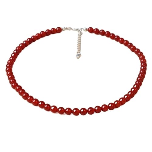 YOPI Handgefertigte Halskette mit roten Achatperlen for Damen – Stilvoller Schlüsselbeinschmuck(Rot) von YOPI