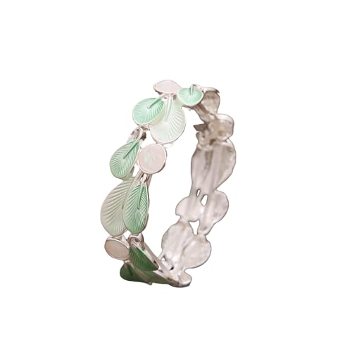 YOPI Handgefertigtes Armband aus Legierung mit farbigen Federn for Damen | Bemaltes Stretch-Armband mit Ölstreifen(green) von YOPI