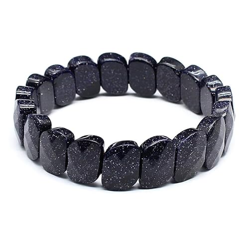YOPI Handgefertigtes Armband aus Tigerauge und indischem Achat mit Kristallschliff for Damen und Herren(Bluesandstone) von YOPI