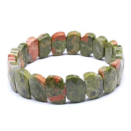 YOPI Handgefertigtes Armband aus Tigerauge und indischem Achat mit Kristallschliff for Damen und Herren(Flowergreenstone) von YOPI