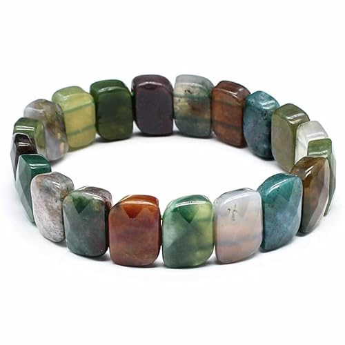 YOPI Handgefertigtes Armband aus Tigerauge und indischem Achat mit Kristallschliff for Damen und Herren(Indianagate) von YOPI