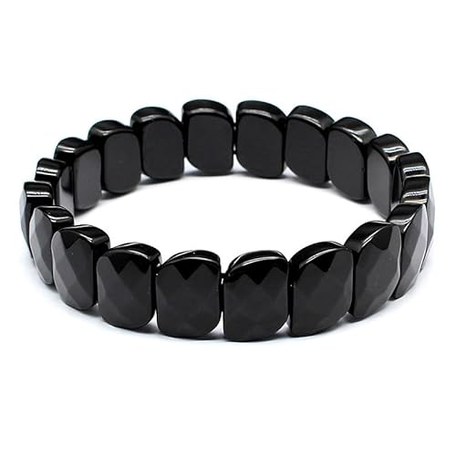 YOPI Handgefertigtes Armband aus Tigerauge und indischem Achat mit Kristallschliff for Damen und Herren(Obsidian) von YOPI