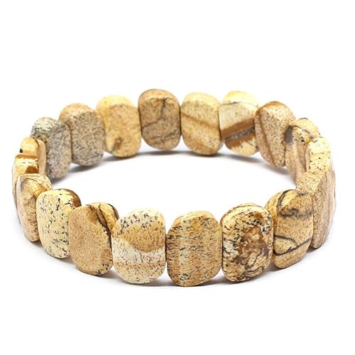 YOPI Handgefertigtes Armband aus Tigerauge und indischem Achat mit Kristallschliff for Damen und Herren(Picturestone) von YOPI