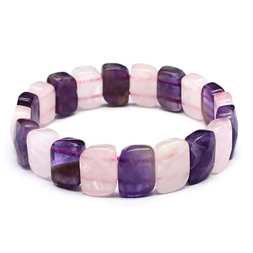 YOPI Handgefertigtes Armband aus Tigerauge und indischem Achat mit Kristallschliff for Damen und Herren(Rosequartz+Amethyst) von YOPI
