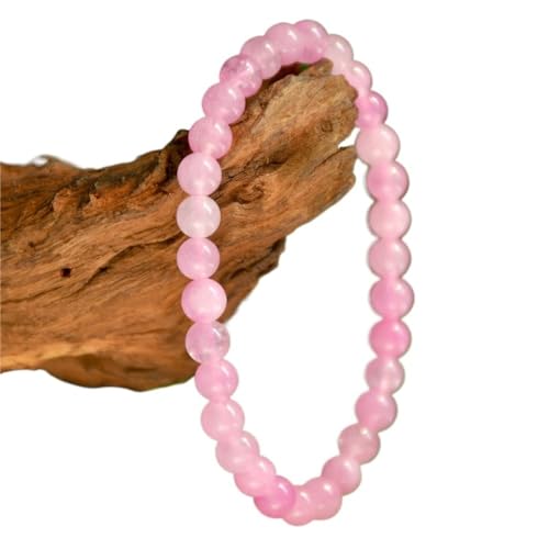 YOPI Handgefertigtes Armband aus lila Spodumenperlen for Mädchen | Einzigartiger Schmuck mit runden Perlen | Charm-Armband aus natürlichem lila Jade(pink) von YOPI