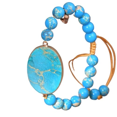 YOPI Handgefertigtes Armband im böhmischen Stil mit farbenfrohen Kaisersteinen | Gewebtes Armband aus Naturstein | Einzigartiges Geschenk for Frauen und Männer(Blue) von YOPI