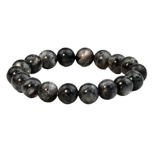 YOPI Handgefertigtes Retro-Armband mit schwarzen Perlen und Glitzer | Mehrschichtiger Herrenschmuck | Stilvolles Einzelring-Design(Black_10mm) von YOPI